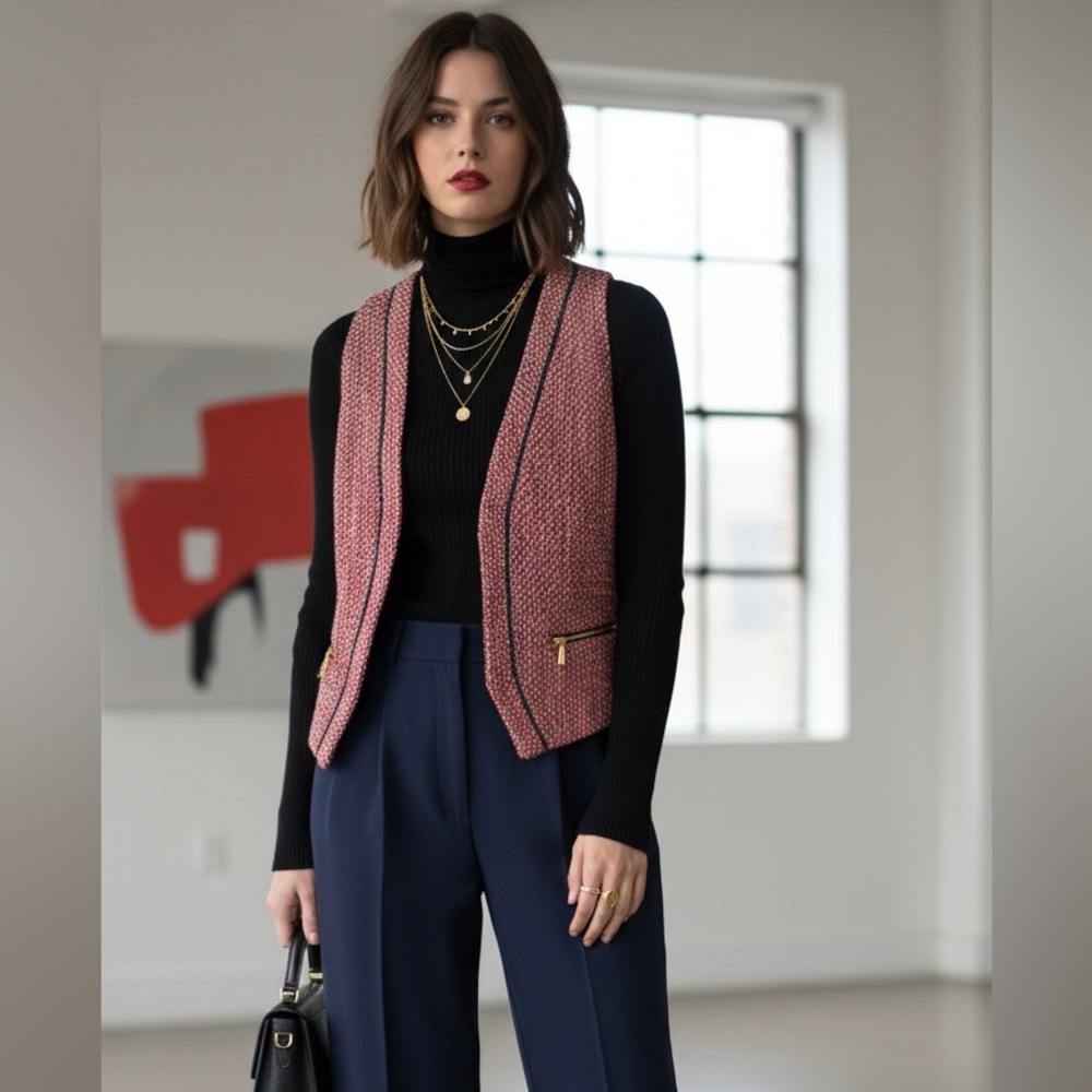 NEW Cache Tweed Wool Vest/ Waistcoat